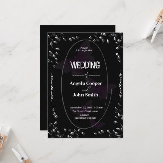 Tarjeta clásica de invitación a la boda en blanco
