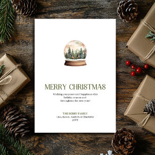 Tarjeta clásica de Navidad con adorno suave neutra