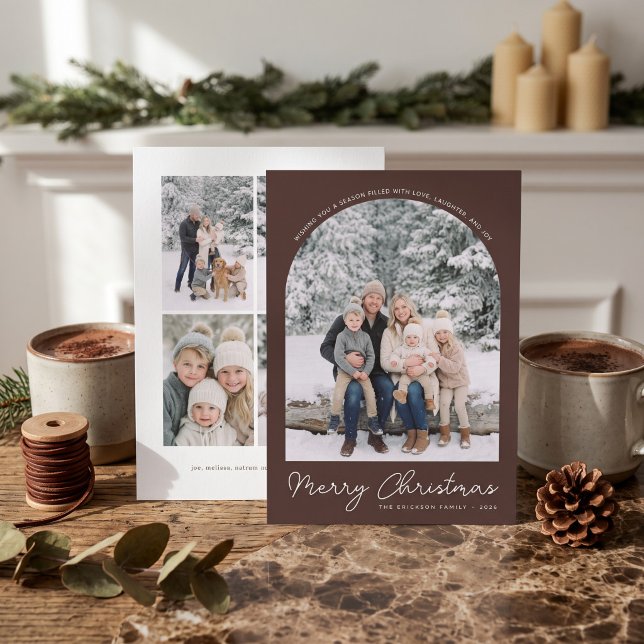 Tarjeta clásica de Navidad con arco marrón (Subido por el creador)