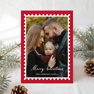Tarjeta Clásica de Navidad con Sello Rojo de 5 Fot