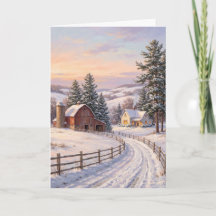 Tarjeta Clásica de Navidad de Granja con Granero R