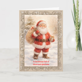 Tarjeta clásica de Navidad de Santa Claus lleno de