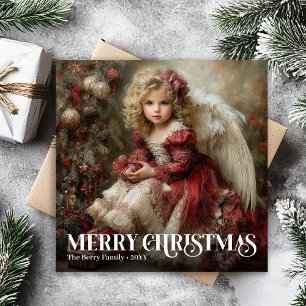 Tarjeta Clásica de Navidad del Ángel Victoriano Re