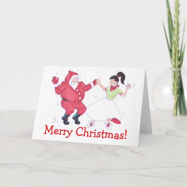 Tarjeta clásica de Navidades Jive Dancing de los a (Anverso)