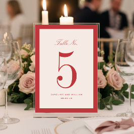 Tarjeta Clásica de Número de Mesa de Boda Eleganci