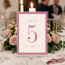 Tarjeta Clásica de Número de Mesa de Boda Eleganci