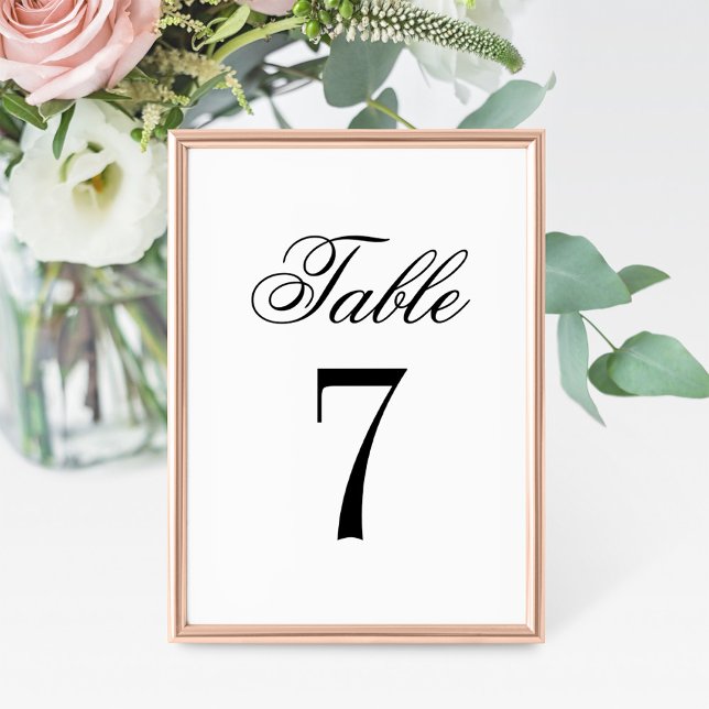 Tarjeta Clásica de Número de Mesa de Boda en Blanc (Subido por el creador)