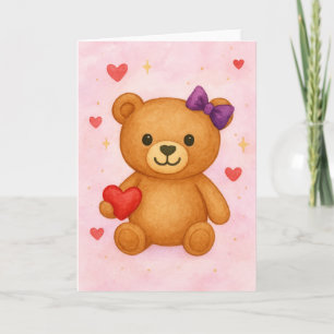 Tarjeta clásica de osito de peluche en blanco