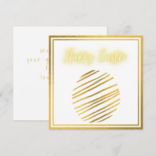 Tarjeta clásica de pascua de huevo blanco de oro