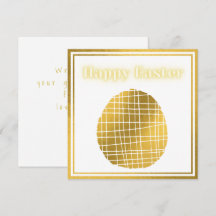 Tarjeta clásica de pascua de huevo blanco de oro