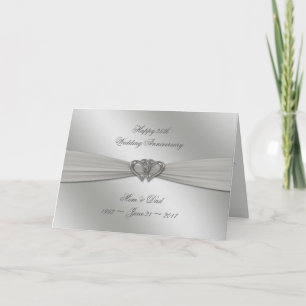 Tarjeta clásica de plata para bodas de plata, 25º 