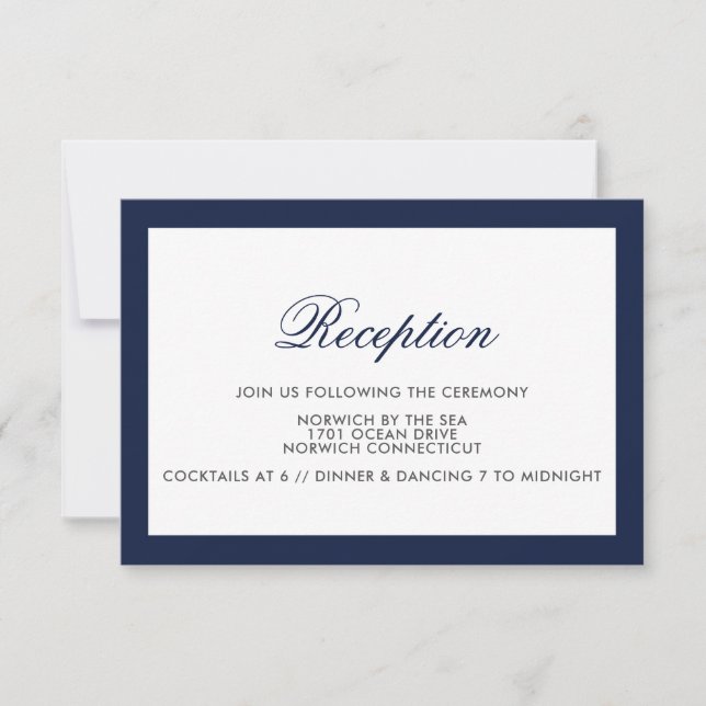 Tarjeta clásica de recepción de boda formal con bo (Anverso)