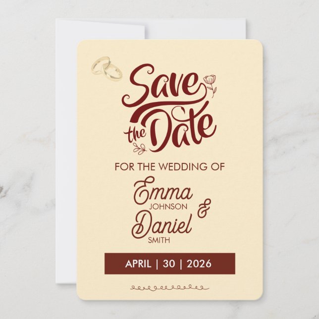 Tarjeta Clásica de Romance para Anunciar la Fecha  (Anverso)