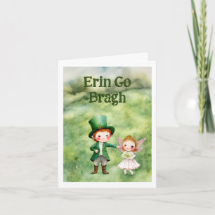 Tarjeta clásica de San Patricio de duende y hada