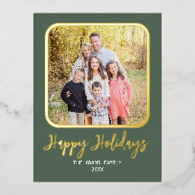 Tarjeta clásica de vacaciones con lámina de foto d