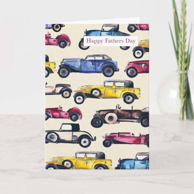 Tarjeta clásica del día de padre de los coches (Anverso)