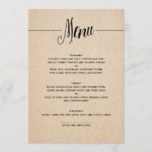 TARJETA CLÁSICA DEL MENÚ DE LA BODA