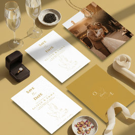 Tarjeta Clásica Elegante de Fecha de Boda Paloma d