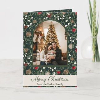 Tarjeta Clásica foto de vacaciones de Navidad con muérdago