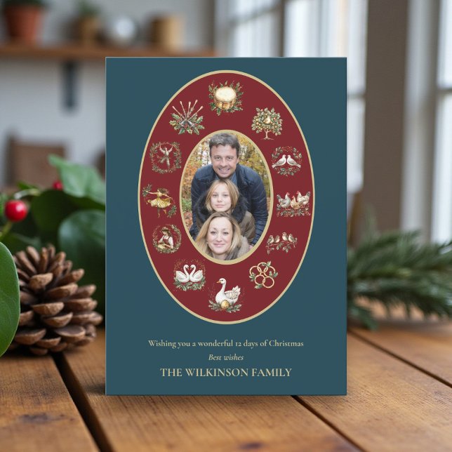 Tarjeta clásica fotográfica de 12 días de Navidade (Subido por el creador)