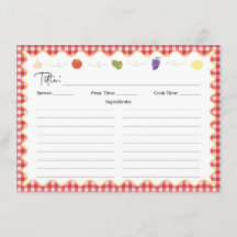 Tarjeta clásica italiana de receta de cocina
