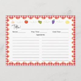 Tarjeta clásica italiana de receta de cocina