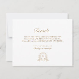 Tarjeta clásica monograma dorada y cubierta blanca