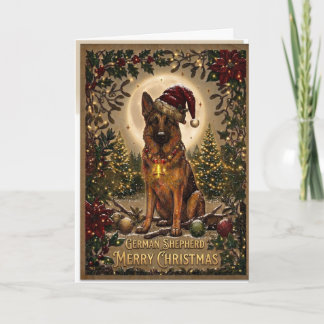 Tarjeta Clásica Vintage de Navidad Pastor Alemán