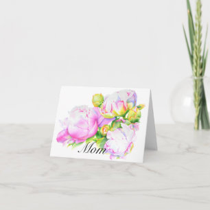 Tarjeta Clásica y elegante color de agua floral de peonia