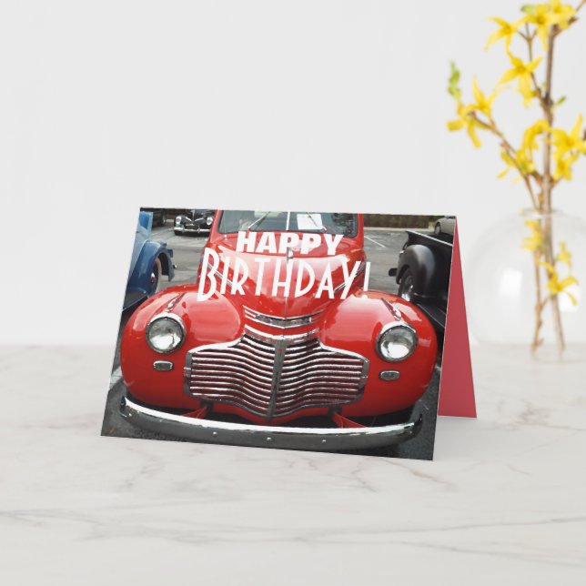 Tarjeta Clásico 1941 Cumpleaños de Chevy Coupe (flor amarilla)