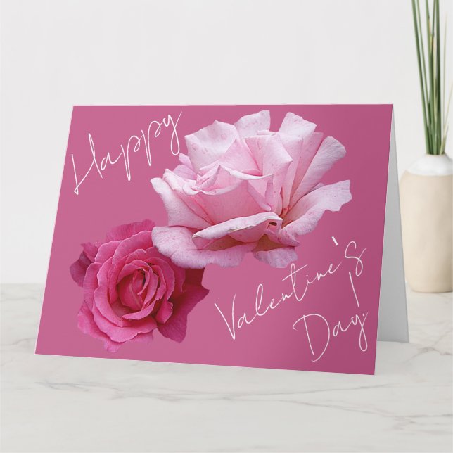 Tarjeta Clásico boho floral rosa rosa amor de San Valentín (Anverso)