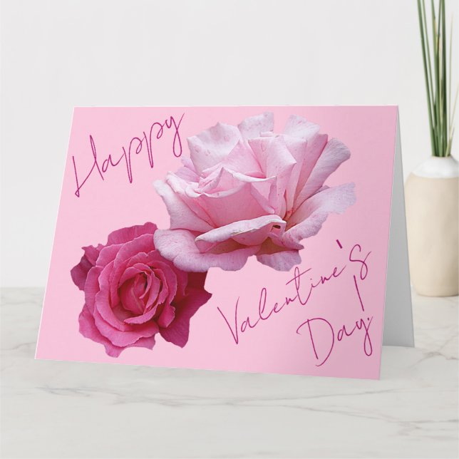 Tarjeta Clásico boho floral rosa rosa San Valentín amor te (Anverso)