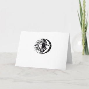 Tarjeta Clásico Brujo Luna Sol Acuarela Whimsigoth