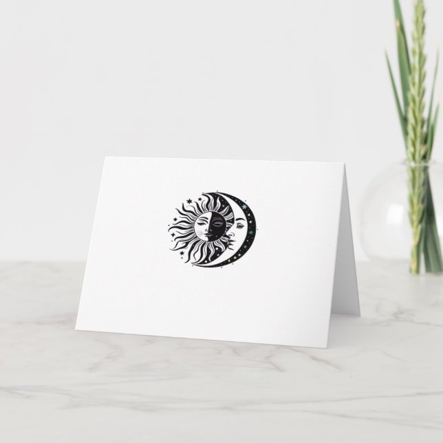 Tarjeta Clásico Brujo Sol Luna Acuarela Whimsigoth (Anverso)