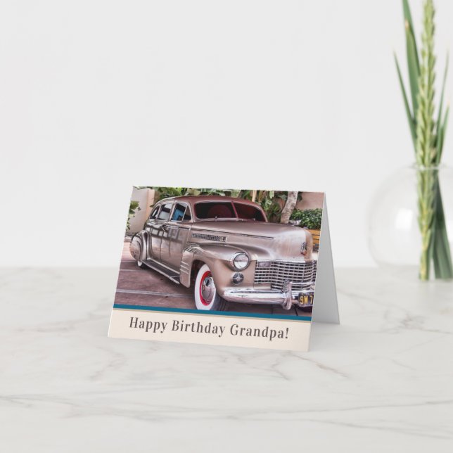 Tarjeta Clásico Cadillac de los años 40 Feliz cumpleaños a (Anverso)