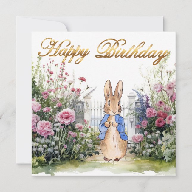 Tarjeta Clásico conejo chaqueta azul Feliz cumpleaños (Anverso)