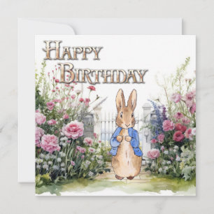Tarjeta Clásico conejo chaqueta azul Feliz cumpleaños