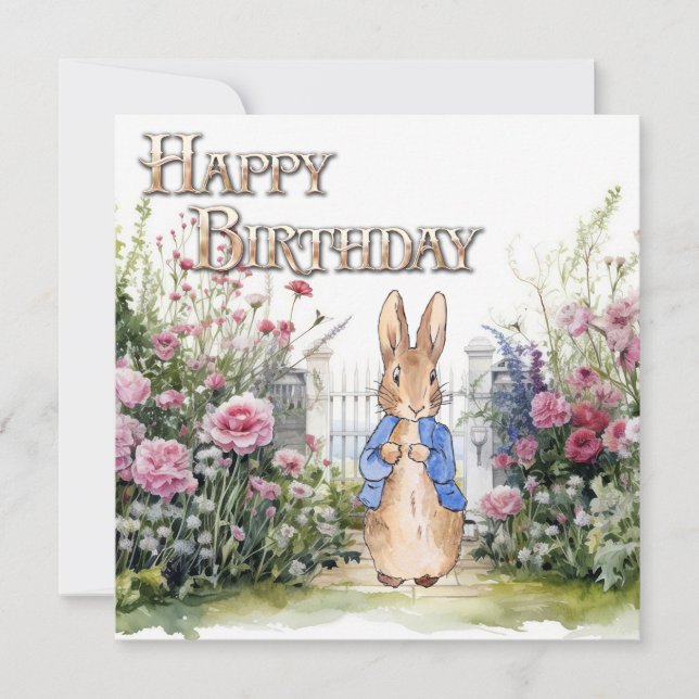 Tarjeta Clásico conejo chaqueta azul Feliz cumpleaños (Anverso)
