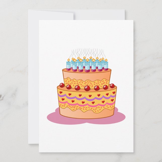 Tarjeta Clásico de tarta de cumpleaños (Anverso)