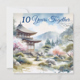 Tarjeta Clásico Japón Flor de cerezo color azul rosa