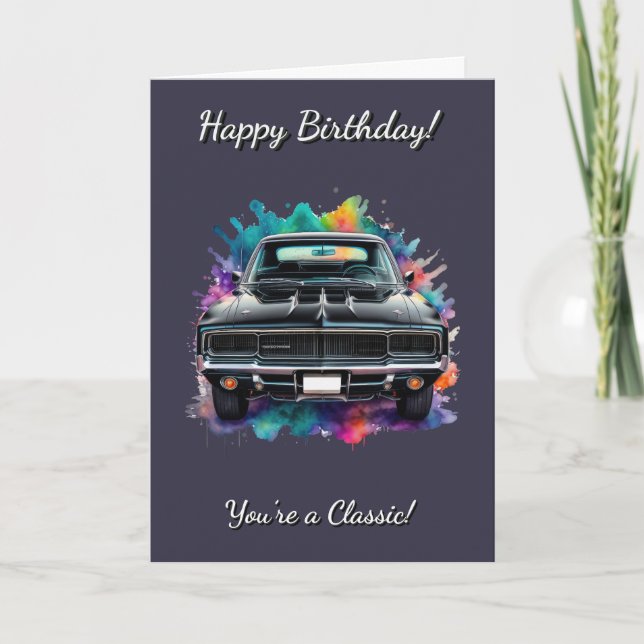 Tarjeta Clásico Mopar Charger Muscle Car Cumpleaños (Anverso)