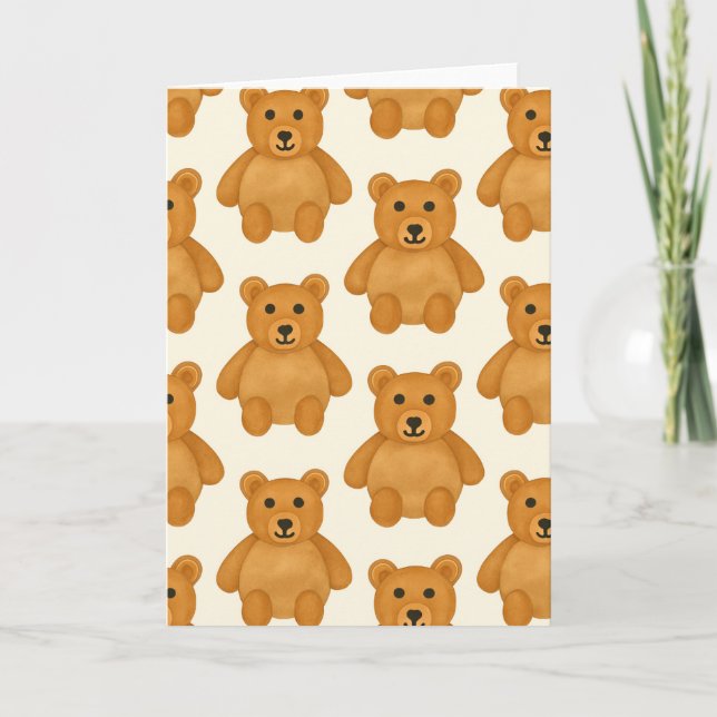 Tarjeta Clásico Patrón de Oso de Teddy Saludo en blanco (Anverso)