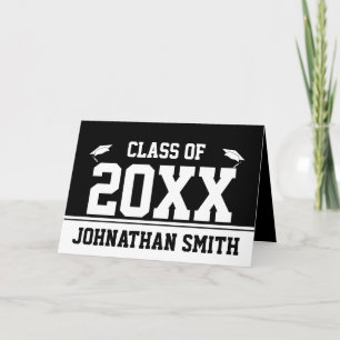 Tarjeta Class of 2023 Black and White Grad Name Graduation