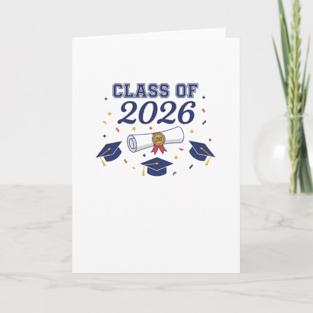 Tarjeta Class of 2026 Grad Caps and Diploma Card Blank (Anverso)