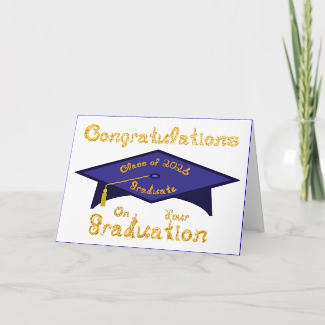 Tarjeta Class of 2026 Graduate Navy Blue Gold (Anverso)