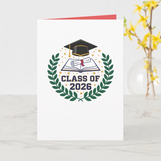 Tarjeta Class of 2026 Graduation Cap Folded Blank Card (flor amarilla)