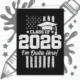 Tarjeta Class of 2026 Graduation Distressed Flag Design