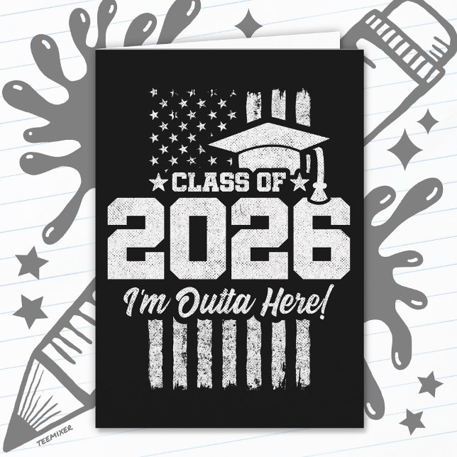 Tarjeta Class of 2026 Graduation Distressed Flag Design (Subido por el creador)