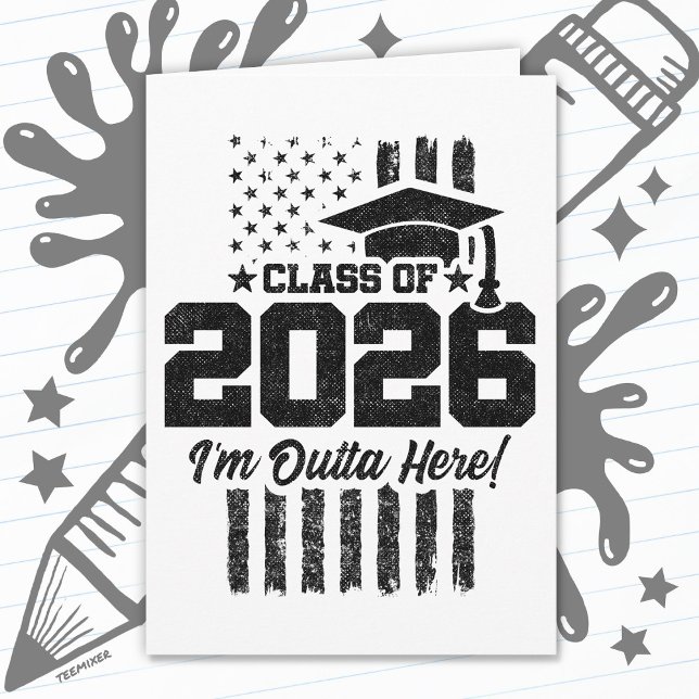 Tarjeta Class of 2026 Graduation Distressed Flag Design (Subido por el creador)