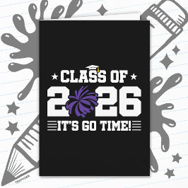 Tarjeta Class of 2026 Purple Cheer Graduation It’s Go Time